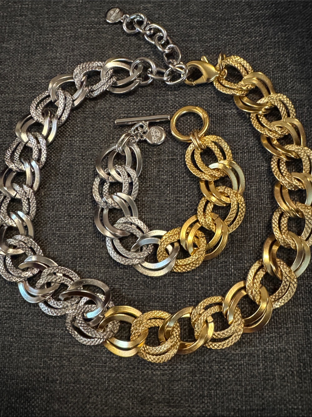 Two-Tone Gold & Silver Link Bracelet Set